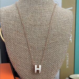 ⭐️Rose Gold Necklace with White H Pendant⭐️NEW ~ Comes with Box & Ribbon